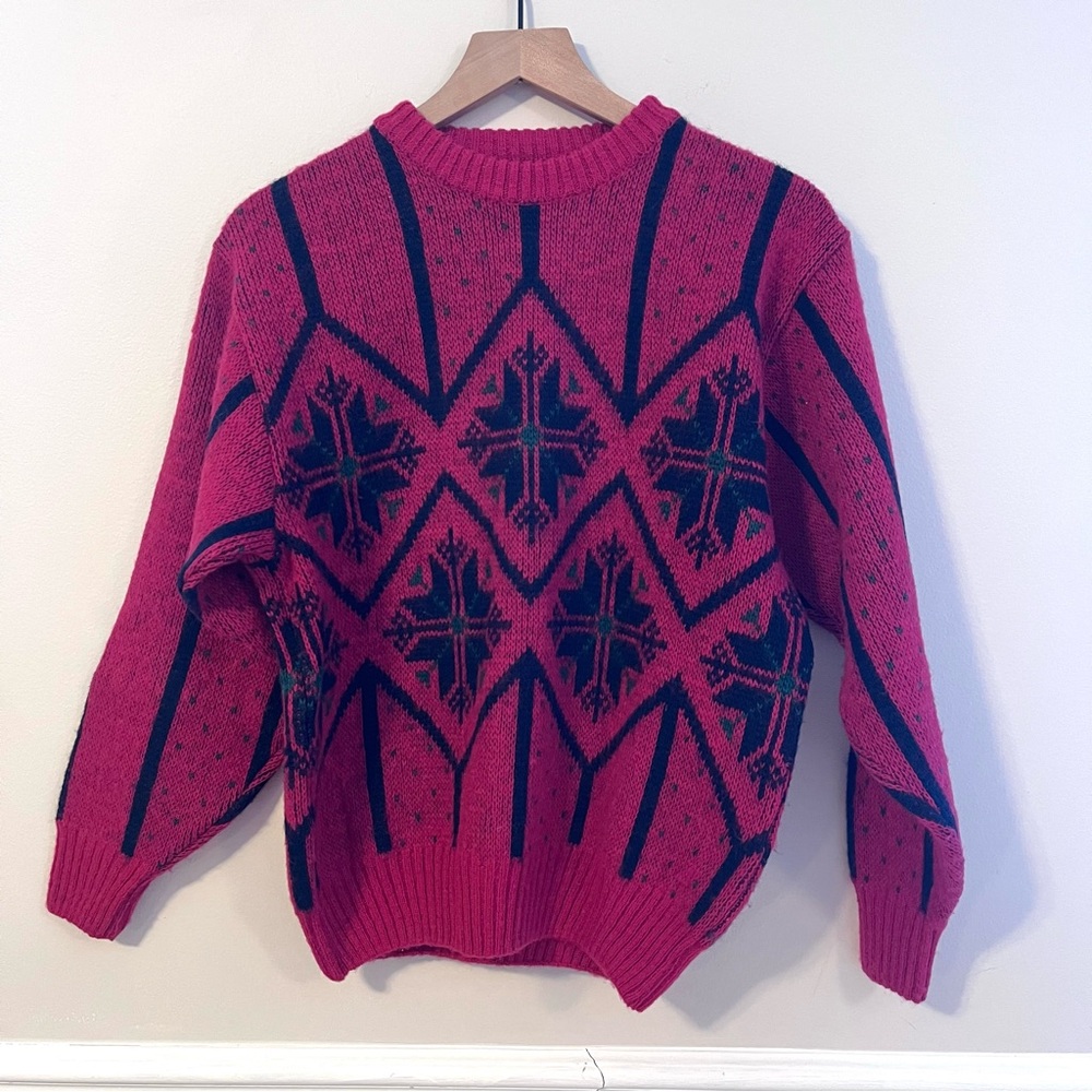 Icewool Alafoss Iceland Women’s Vintage Wool Sweater Size S Pullover Red